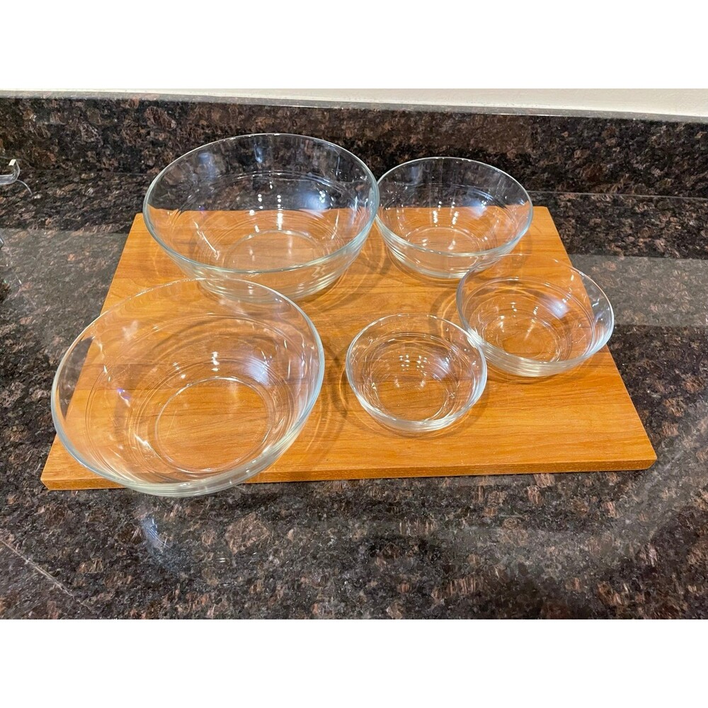 5 piece Duralex Clear Rings Nesting Bowls Set